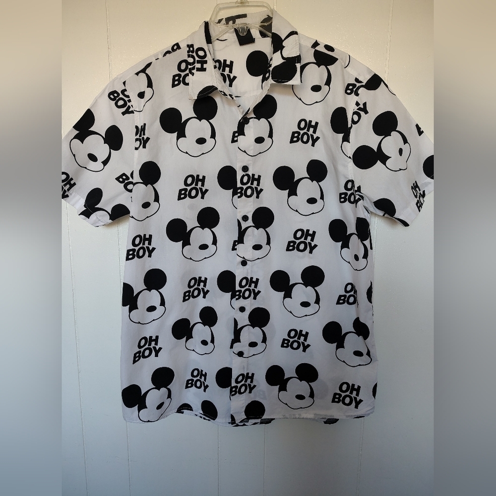 Disney Collection By Neff Men's Casual Black and White Mickey Mouse Shirt Size M - Picture 2 of 9